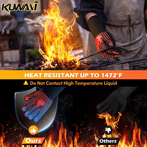 BBQ Gloves 1472°F Heat Resistant Gloves Fireproof Mitts (10.5822 Ounce)