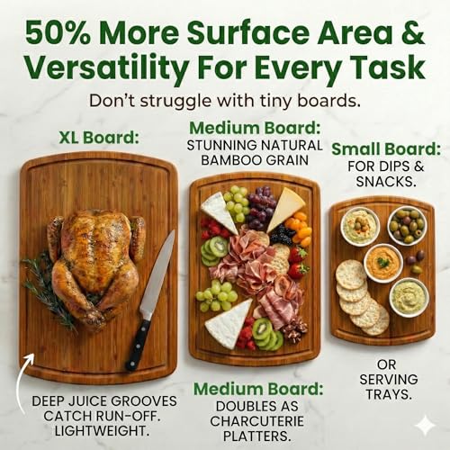 LUXURIOUS Bamboo Cutting Board 3 (3 Count)