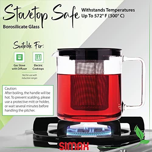 Glassware 1 Quart Teapot with Metal Mesh Infuser