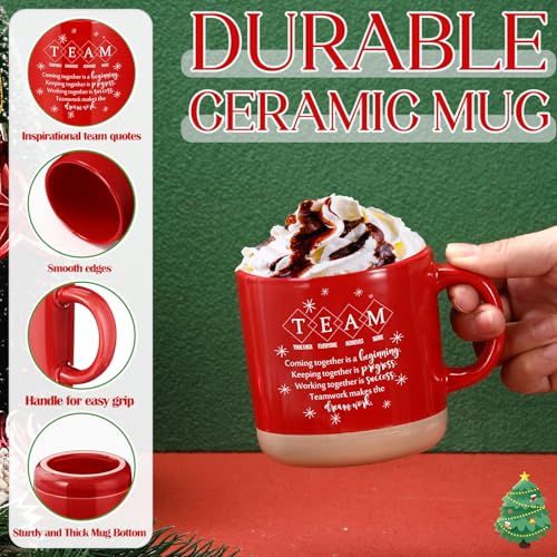 10 Pcs Team Gifts for Employees Bulk 13 oz Thank You Mugs Gifts Bulk Cups Red Team Cups Inspirational Ceramic Coffee Mugs for Teacher Nurse Coworker Office Staff Manager (10 Count)