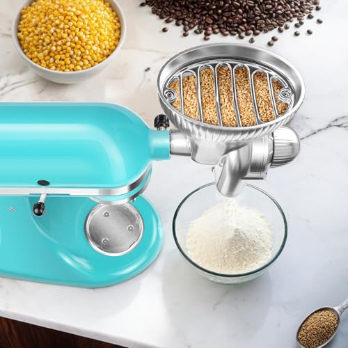 All Metal Grain Mill Attachment for KitchenAid Stand Mixers Wheat Grinder Flour Mill for Sourdough Baking