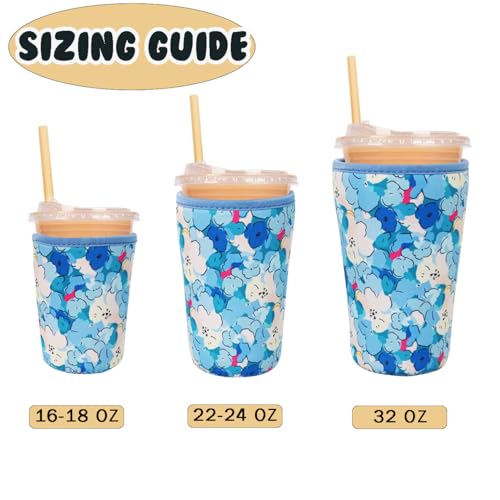 Reusable Insulated Neoprene Iced Coffee Cup Sleeve (3 Count)