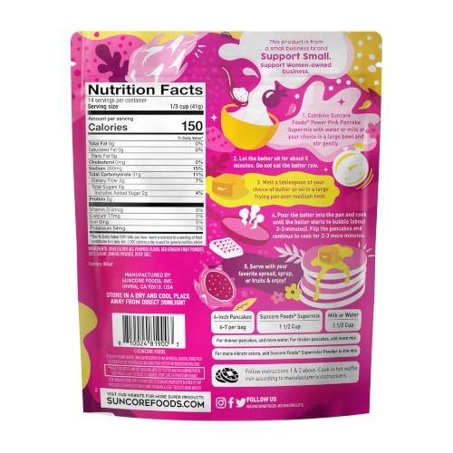 Power Pink Pitaya Pancake & Waffle Mix 20oz (20 Ounce)