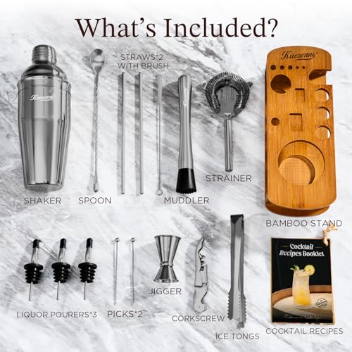 Cocktail Shaker Set Bartender Kit with Stand (15 Count)
