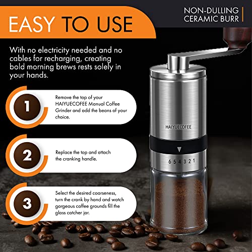 Manual Coffee Grinder with 6 Adjustable Coarseness Settings