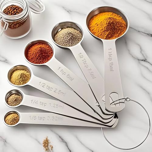 Stainless Steel Measuring Cups & Spoons Set (6 Count)