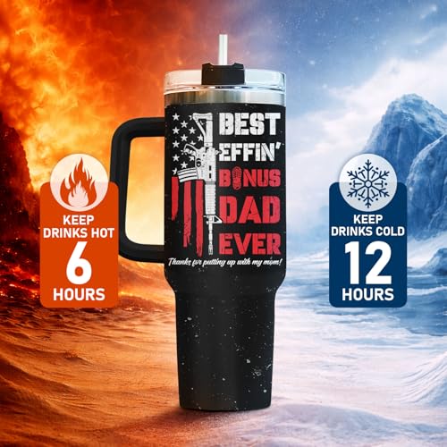 Bonus Dad Best Step Ever Nutrition 40 oz Tumbler with Handle
