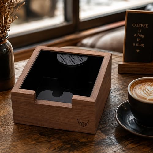 Walnut Espresso Knock Box Dump Bin for Coffee Grounds Disposal