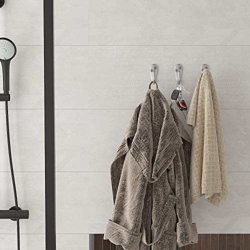 15PCS Coat Hooks Wall Mounted Silvery Single Prong Robe Hook (15 Count)