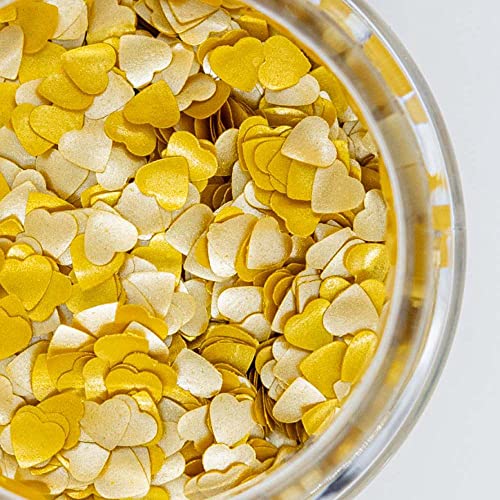 Edible Glitter Heart Sprinkles for Cookie Decorating Edible Glitter for Drinks Fancy Gold Sprinkles for Cake Decorating Drink Glitters Cake Decorations Glitters for Cakes Vegan Sprinkle