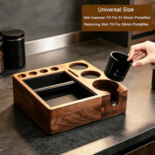 Espresso tamping station knock box