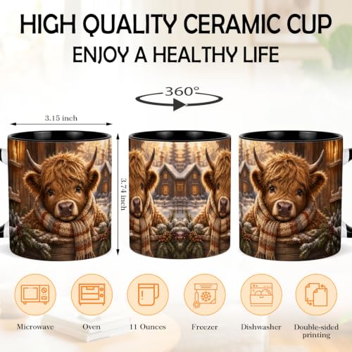 Cozy Winter Highland Cow Coffee Mug