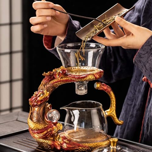 Glass Teapot Set with Infuser Semi Automatic Dragon Tea Set