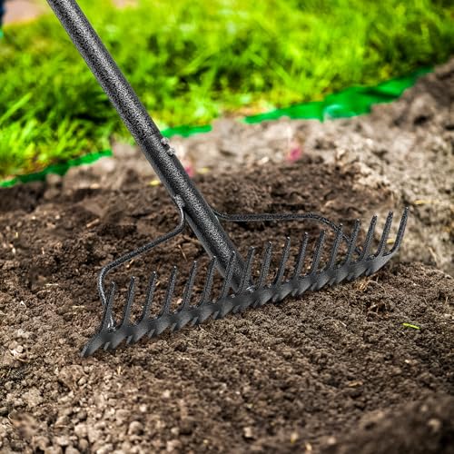 Garden Leaf Rake with 77 Inch Handle