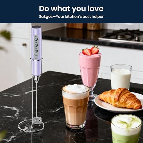 Milk Frother Wand Rechargeable Handheld Electric Whisk 3 Speed Adjustable