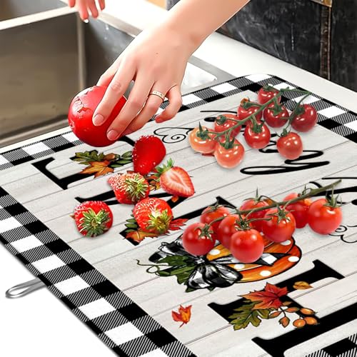 Pumpkin Sweet Home Dish Drying Mat for Kitchen Counter