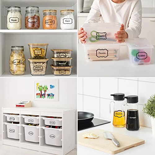 Kitchen Pantry Food Containers Clear Labels with Black Border