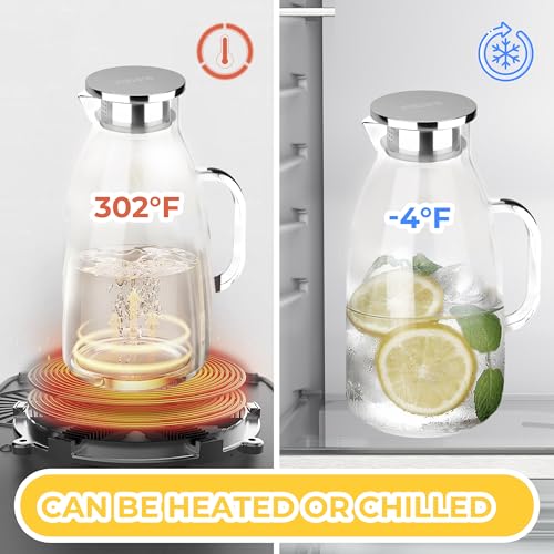 3 Liter 101 oz Glass Pitcher with Lid and Spout
