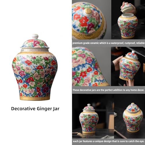 8 inches Ginger Jar with Lid Chinese Decorative Ceramic Tea Storage
