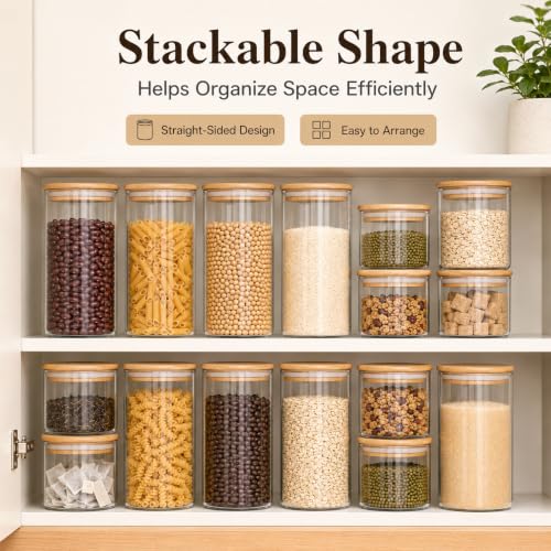 960 ML 32 FL Oz Glass Storage Container with Wood Lid