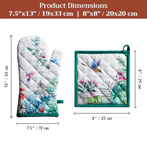 100% Cotton Oven Mitt & Pot Holder Set