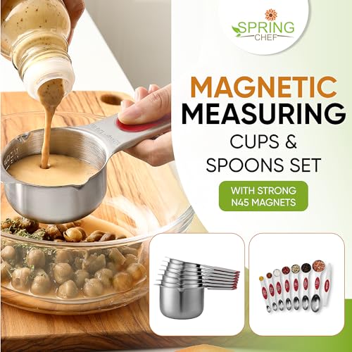 Magnetic Measuring Cups & Spoons Set of 15 with Levelers
