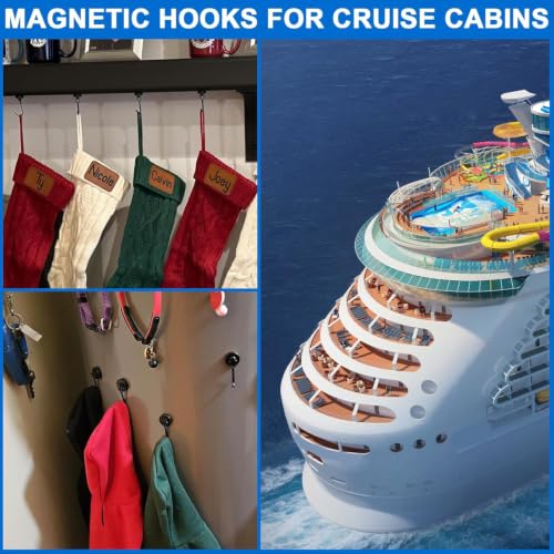 Magnetic Hooks Magnet Hook for Cruise Cabins Fridge 40LBS 6Pack (6 Count)