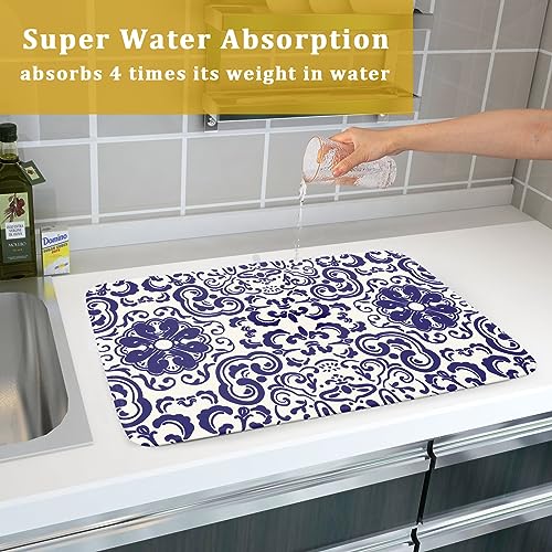 Boho Ethnic Design Dish Drying Mat for Kitchen Counter