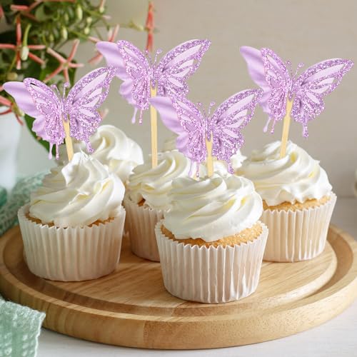 48 Pcs Butterfly Cupcake Toppers 3D (48 Count)