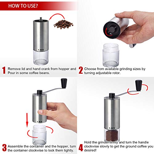 Coffee Grinder Stainless Steel Construction with Ceramic Conical Burr