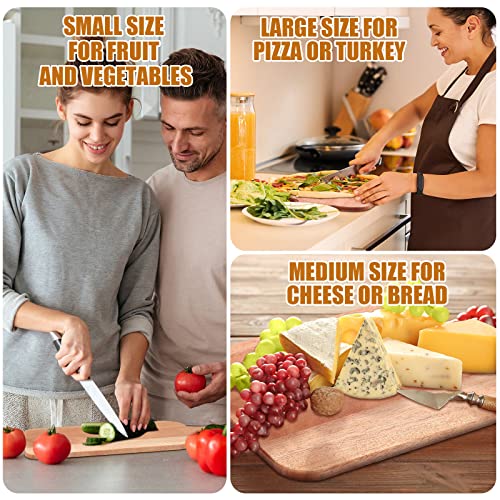 12 Packs Wooden Cutting Board Set with Handles Large Kitchen Serving Plain Chopping Board Bulk Gifts for Mom for Vegetables Meat Pizza Cheese Fruit Bread (12 Count)