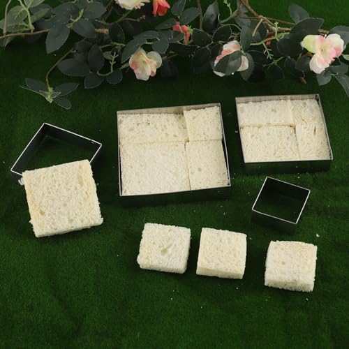Square cookie cutters ANCKNE Stainless Steel Rectangle Biscuit Molds Square Pastry Molds Fondant Cake Cookie Cutter Set (4 Count)