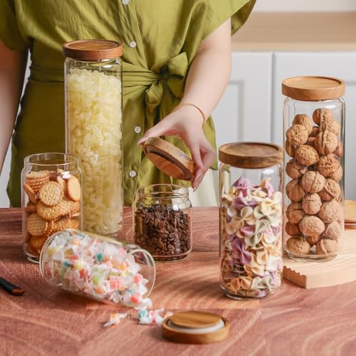 3 Pack Glass Jars with Acacia Wooden Lids (3 Ounce)