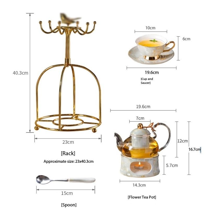 British Ceramic Afternoon Tea Cups Fruit Heating Teapot with Filter Gift Flower Set