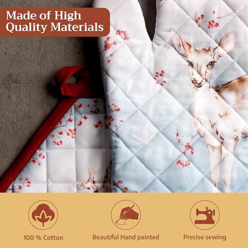 100% Cotton Oven Mitt & Pot Holder Set