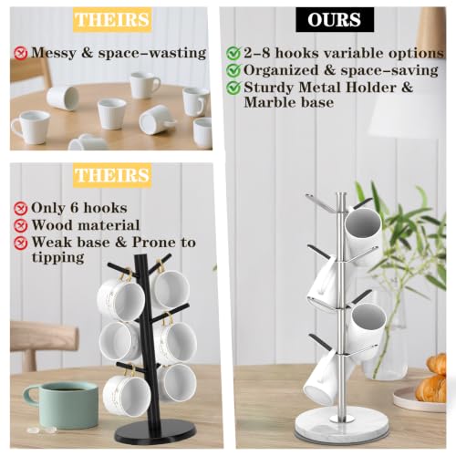 Silver Marble Mug Holder Tree with 2