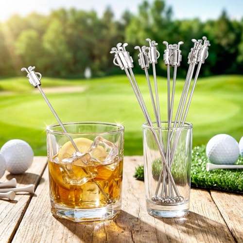 20 Pcs Metal Golf Cocktail Stirrers Swizzle Stir Sticks 7.87 Inch Reusable Drink Stirrer Sticks Party Decorations Party Clubhouse and Outing Decorations (20 Count)