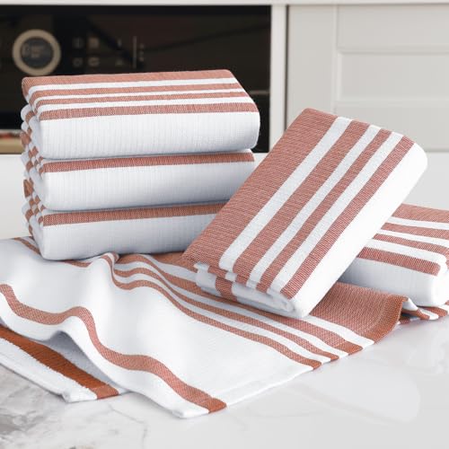 Premium Cotton Stripe Kitchen Towels 6 Pack (6 Count)
