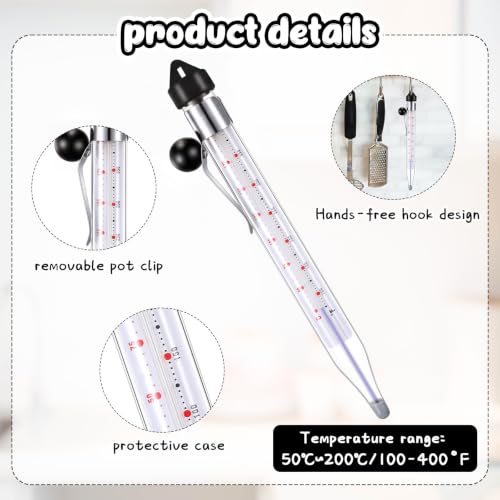 2 Pcs Candy Thermometer with Pot Clip 8" (2 Count)