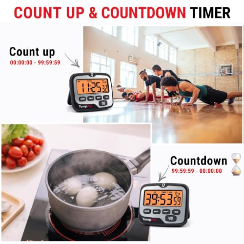 TM01(2 Pack) 2-in-1 Kitchen Timers for Cooking with Clock Mode (2 Count)