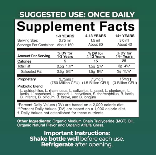 USDA Organic Liquid Probiotics for Men (4.1 Fl Oz)
