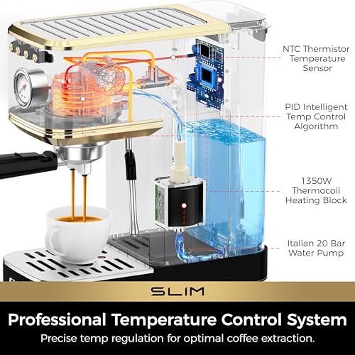 Slim Espresso Machine with Milk Frother for Home Latte