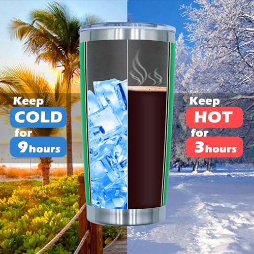20oz Tumbler with Lid Stainless Steel Tumblers Insulated Mug Green 6P (6 Count)