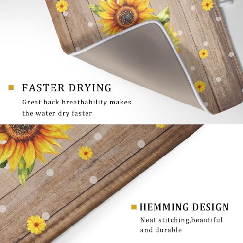 Summer Sunflower Bee Dish Drying Mat for Kitchen Counter