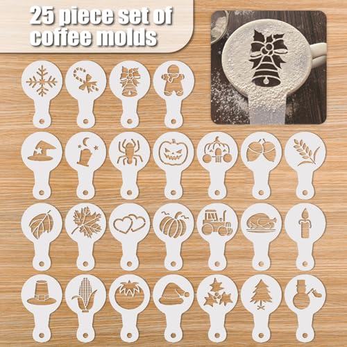 25Pcs Plastic Coffee Stencils