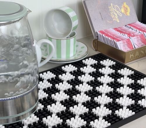 Checkered Coffee Bar Mat 18x12 in Silicone