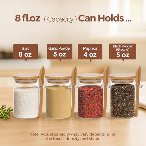 Spice Jars with Spoons 8 oz 6 Pack (6 Count)