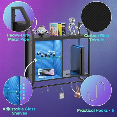 25" LED Gaming Floating Shelves for Wall