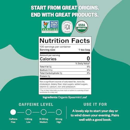 Organic Spearmint Leaf Tea (100 Count)