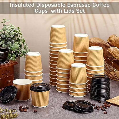 100 Set 4oz Disposable Espresso Coffee Cups with Lids